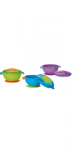NUBY BOWL WITH COVER & SUCTION RING 300ML 9m+ (3 colors available)