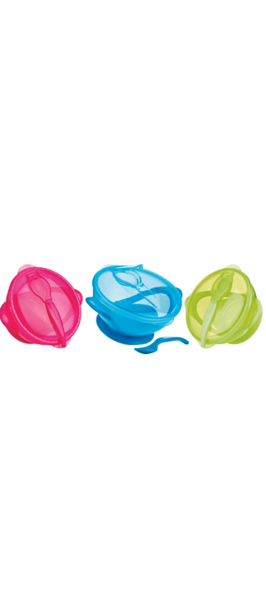 NUBY SUCTION BOWL WITH SPOON & LID 400ML 6m+ (3 colors available)