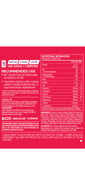 USN HYDRATOR MIXED BERRY SACHETS 20